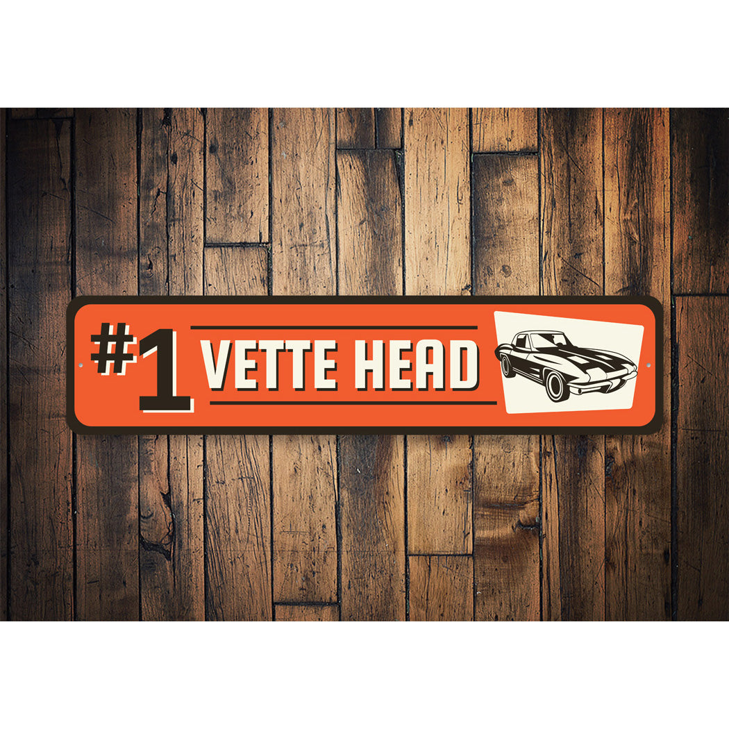 Chevy Vette Head Aluminum Metal Sign