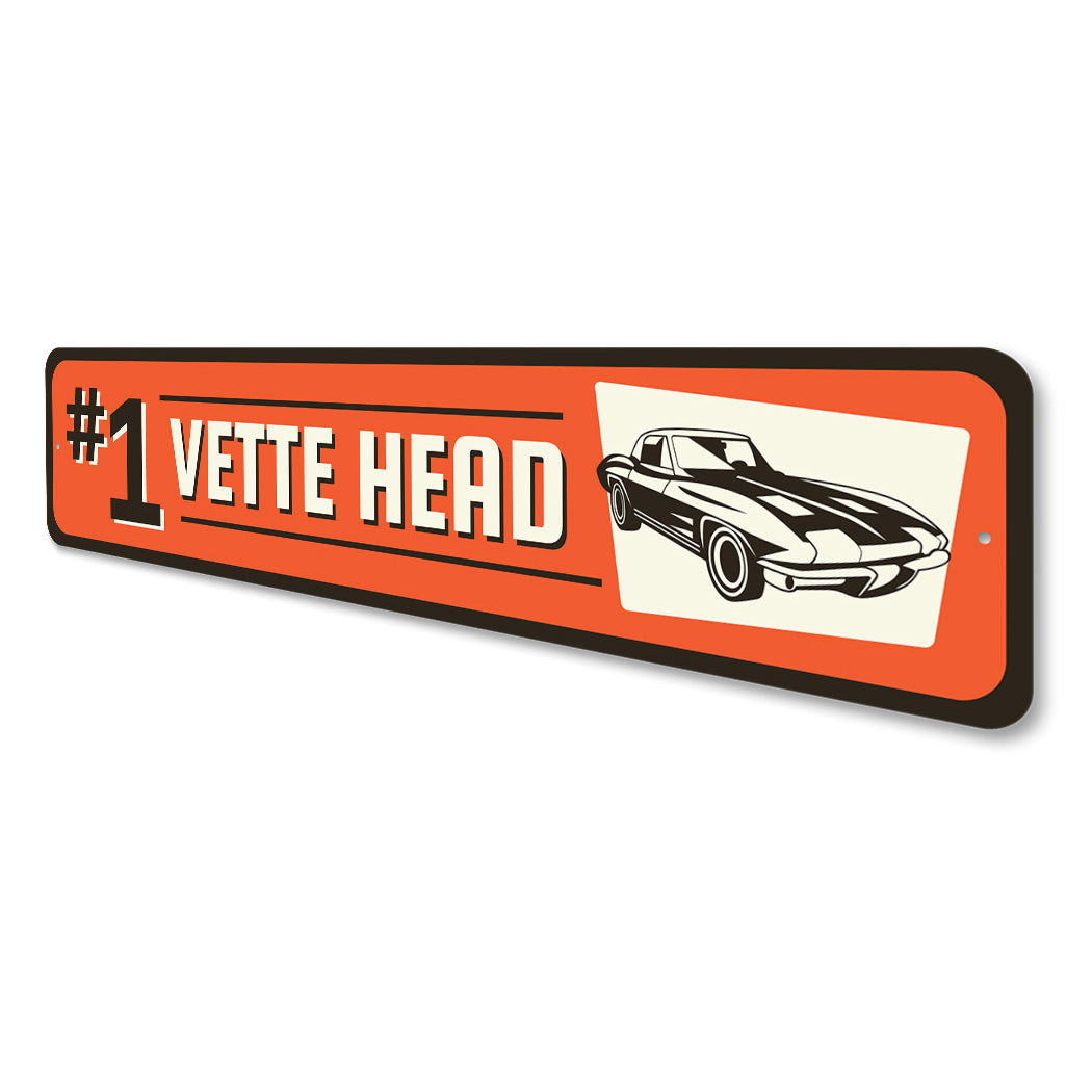 Chevy Vette Head Aluminum Metal Sign