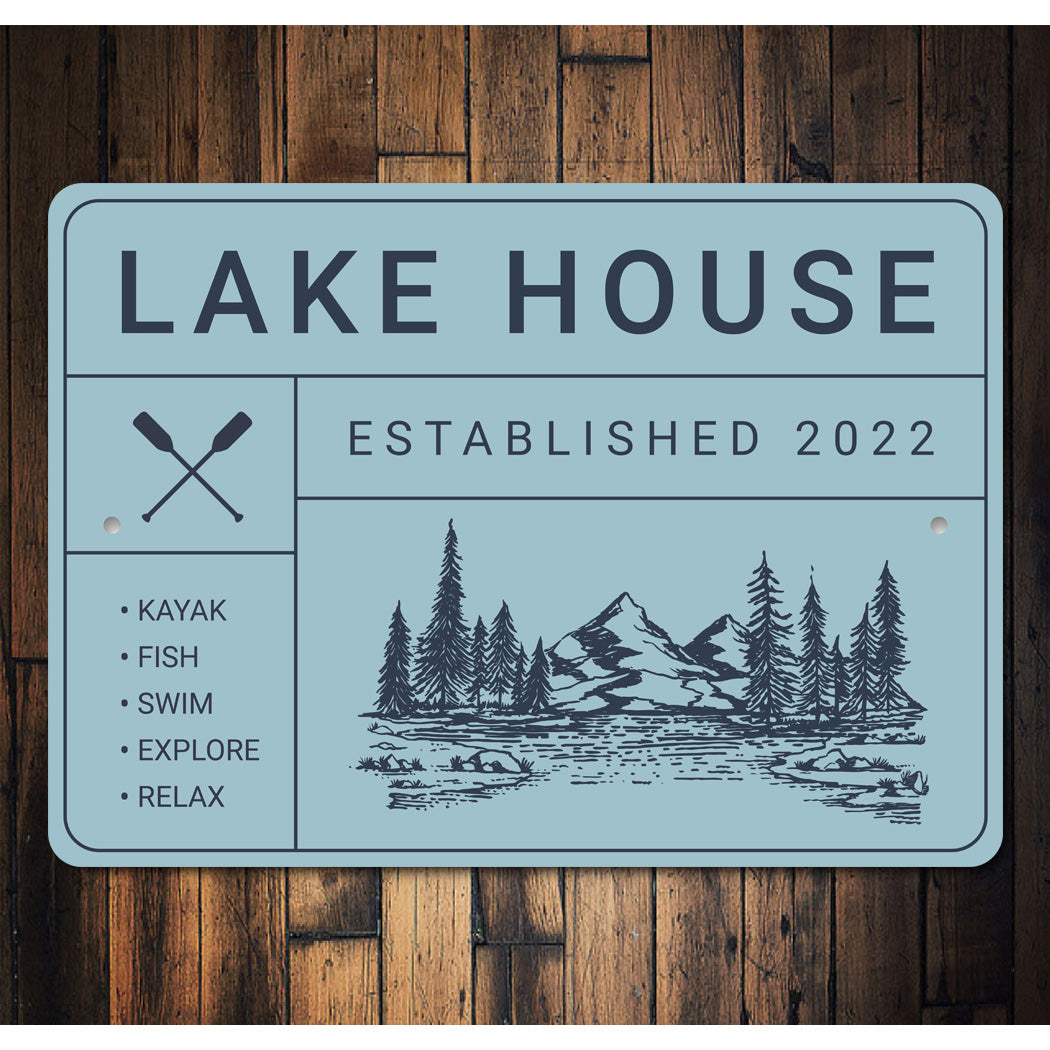 Lake House Established Year Metal Sign