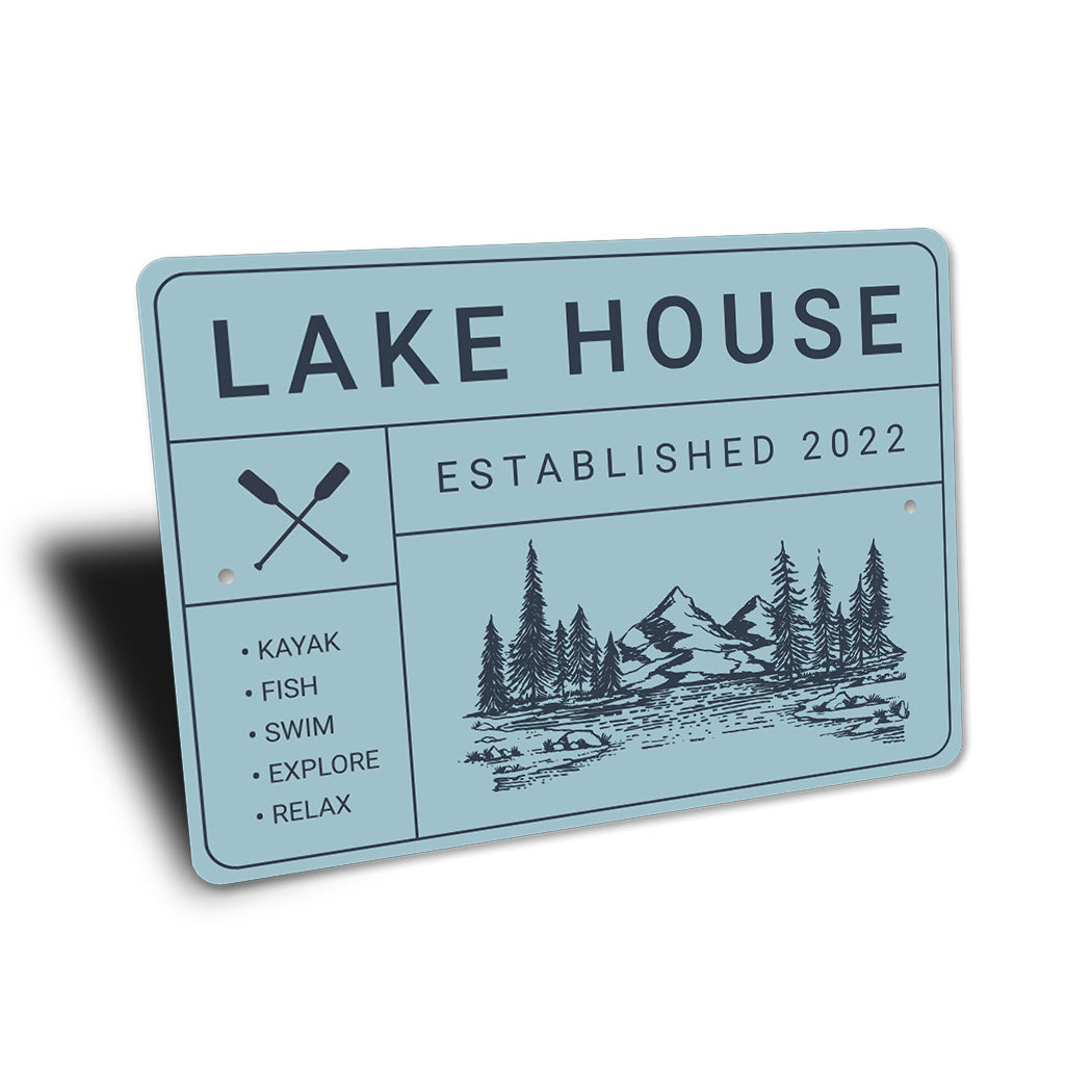 Lake House Established Year Metal Sign