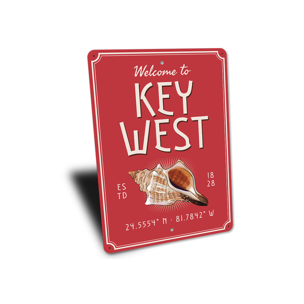 Key West Coordinates Conch Shell Sign