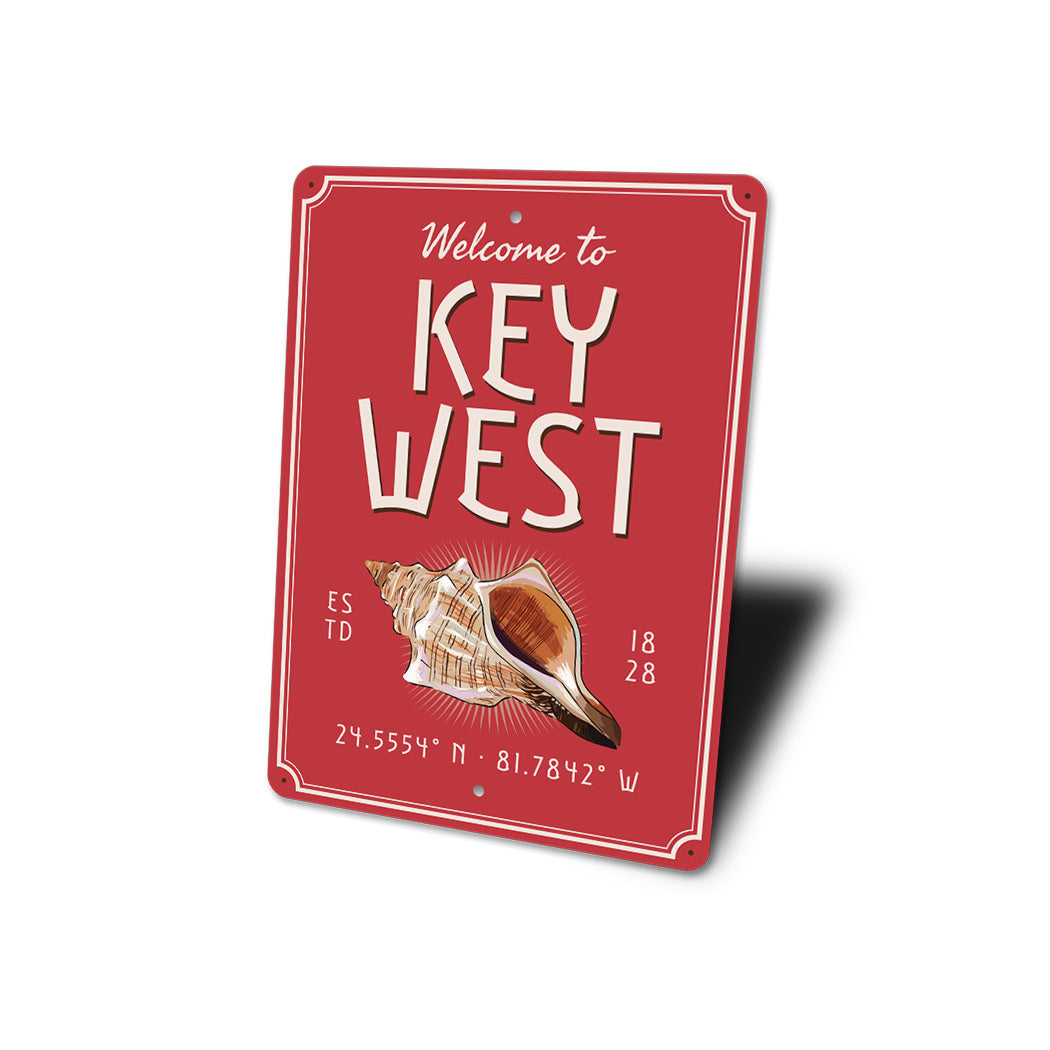 Key West Coordinates Conch Shell Sign