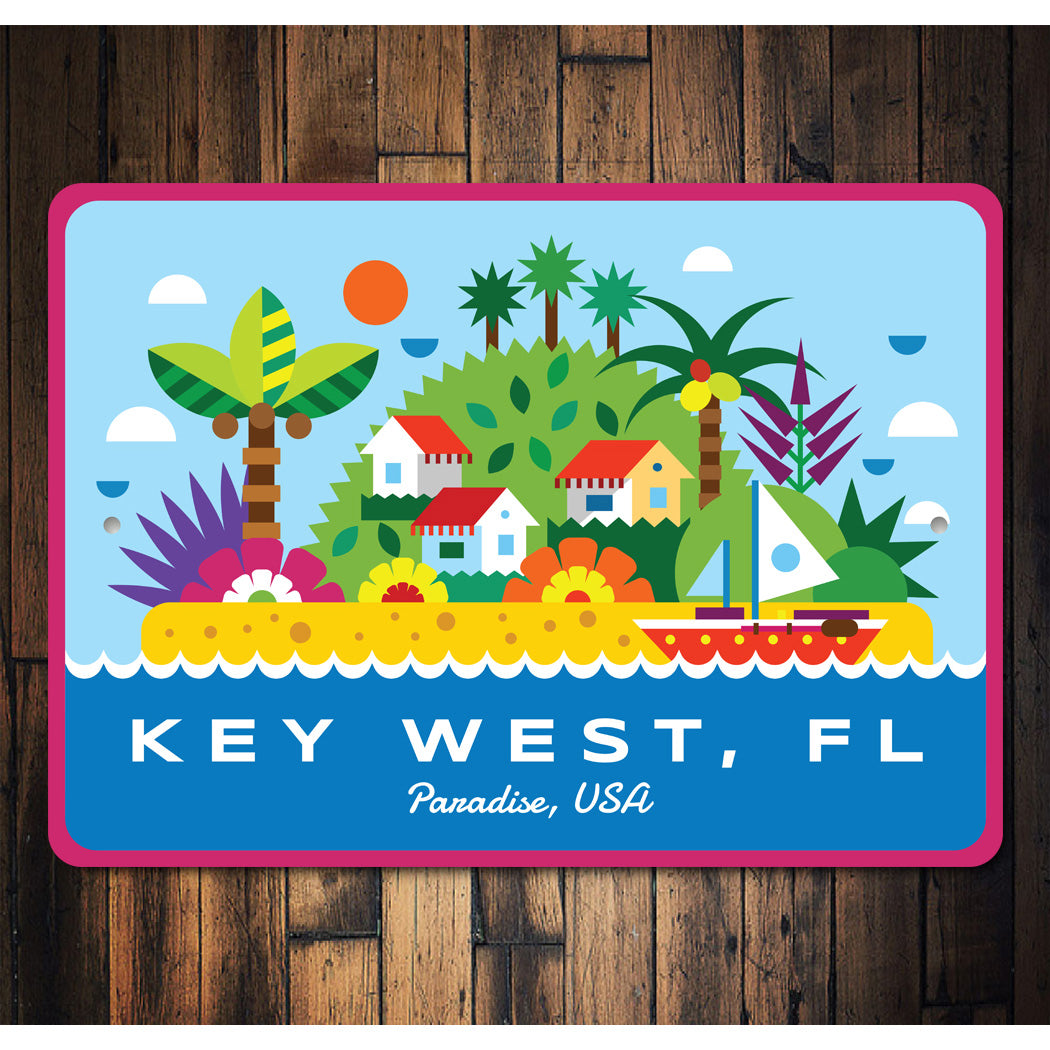 Key West Florida Paradise Clipart Graphic Sign