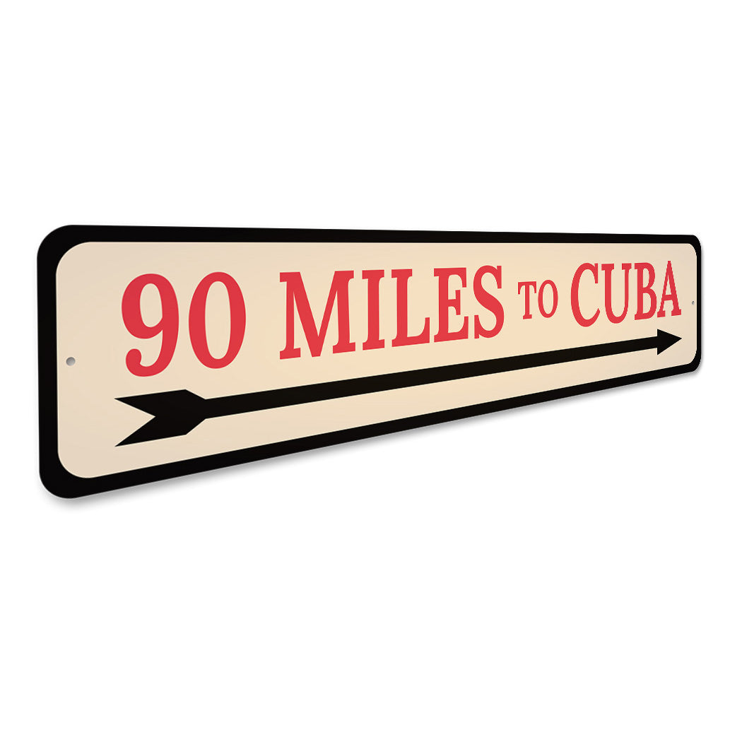90 Miles To Cuba Key West Sign