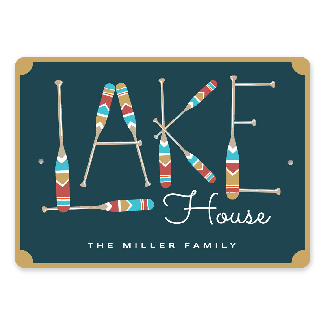 Lake House Wood Paddle Family Name Sign