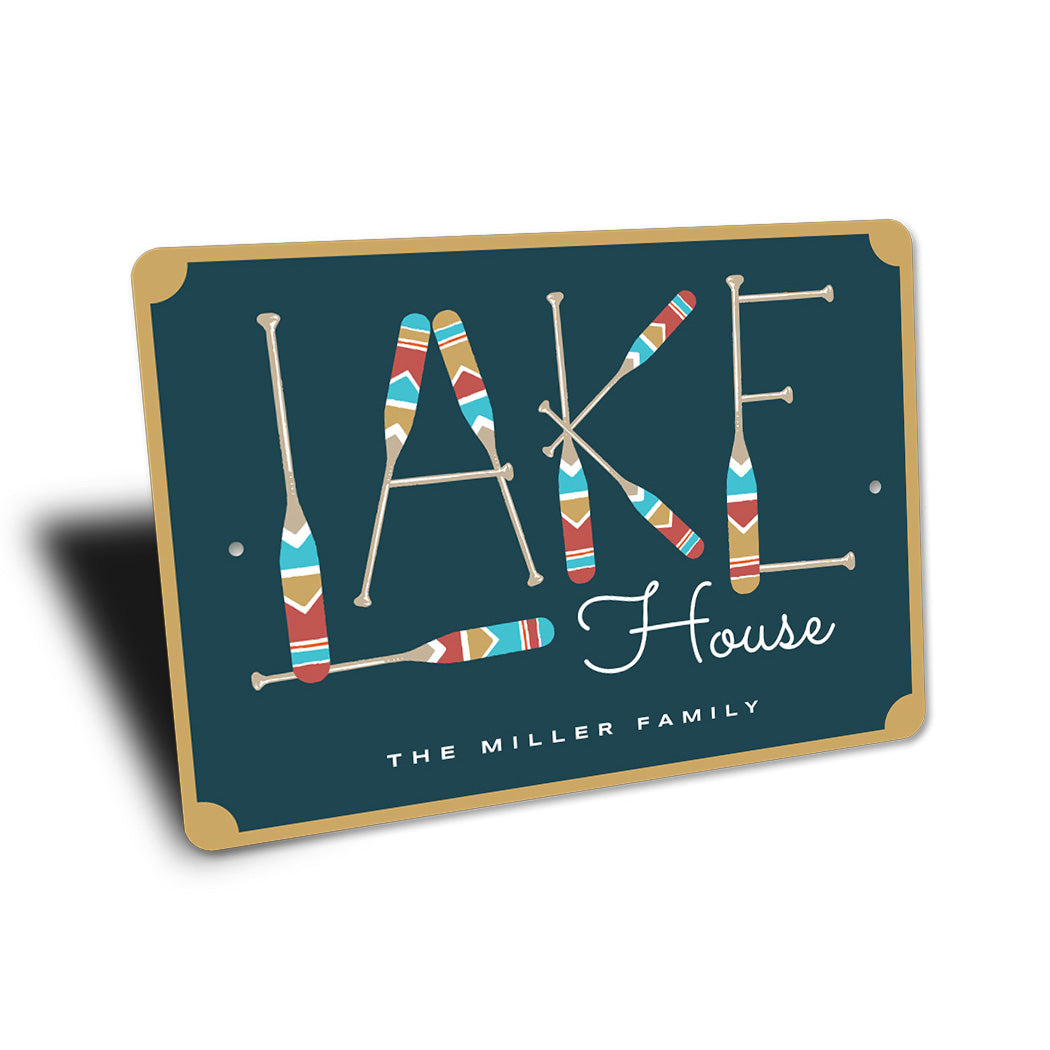 Lake House Wood Paddle Family Name Sign