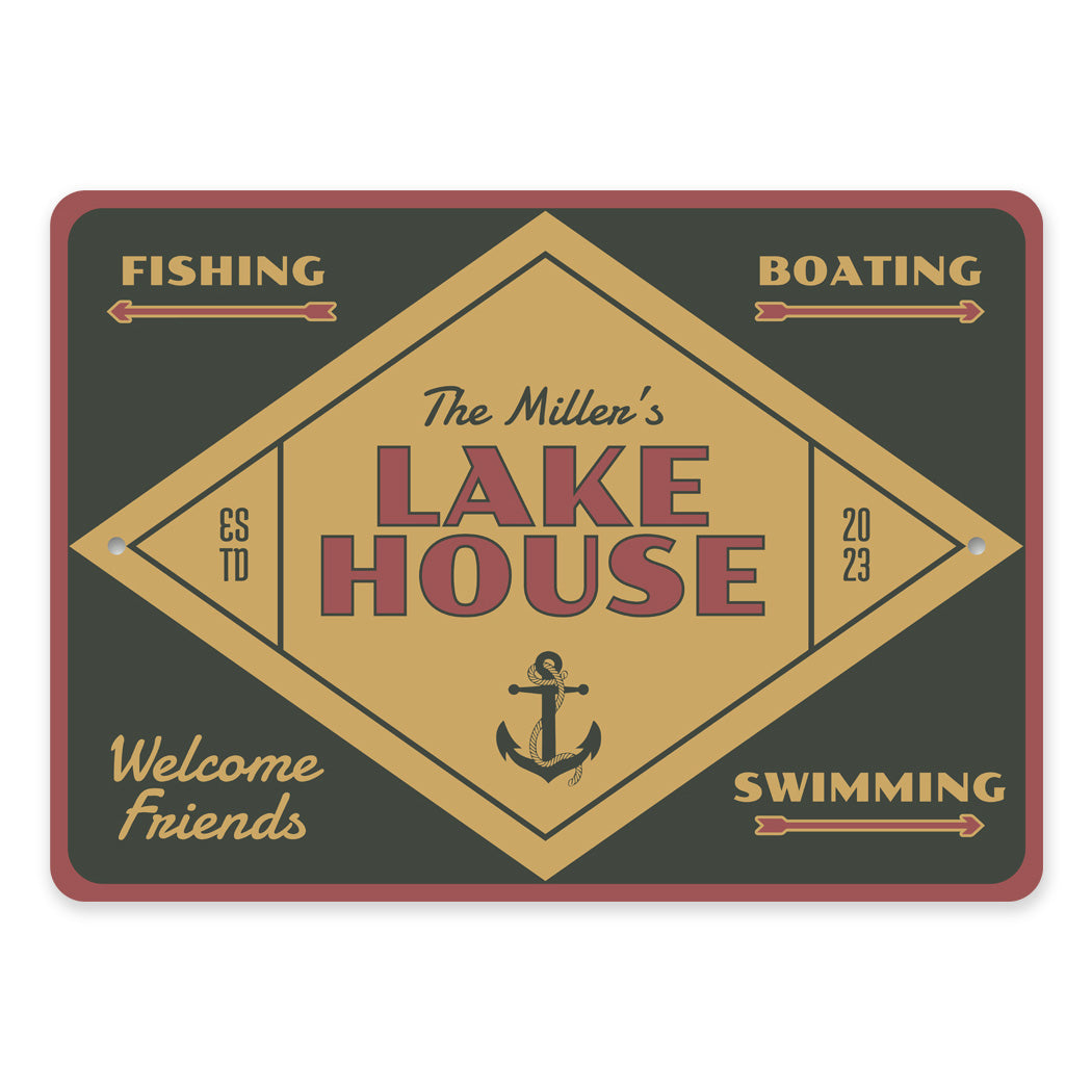 Family Lake House Welcome Friends Est Year Sign