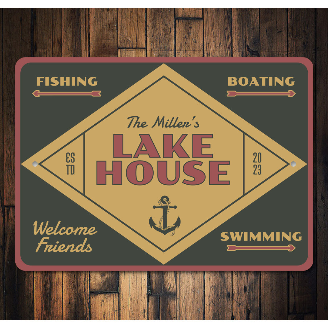 Family Lake House Welcome Friends Est Year Sign