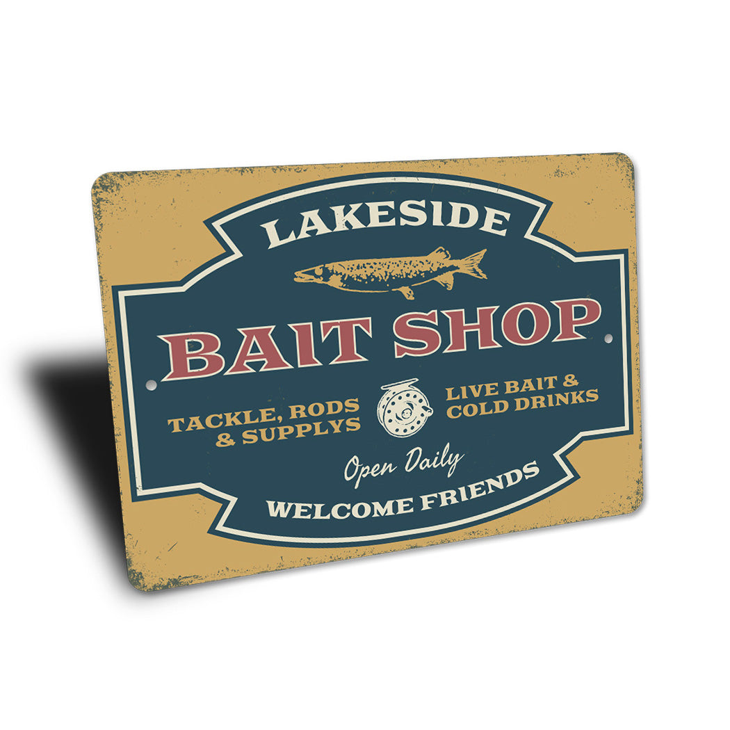 Lakeside Bait Shop Tackle Rods Welcome Friends Sign