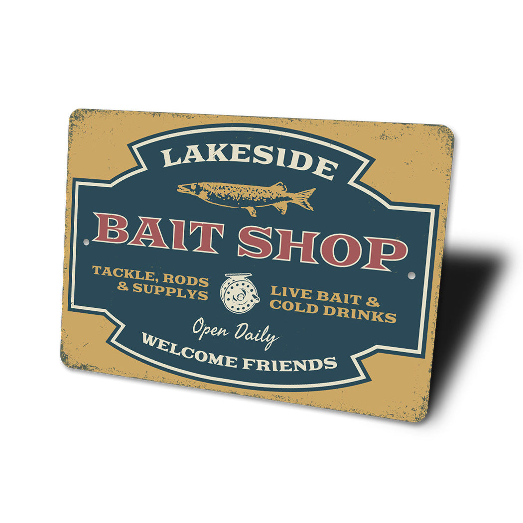 Lakeside Bait Shop Tackle Rods Welcome Friends Sign