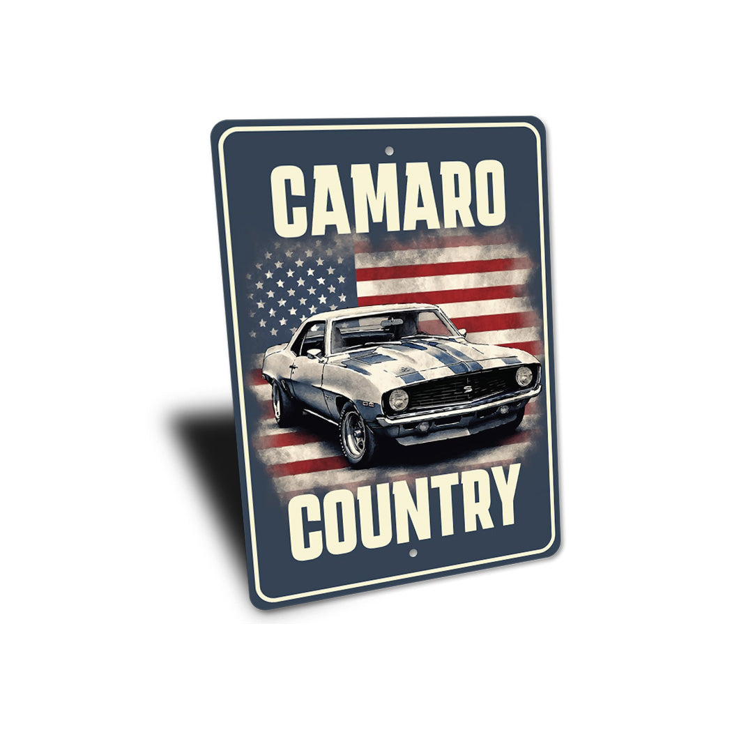 Chevy Camaro Country USA Flag Sign