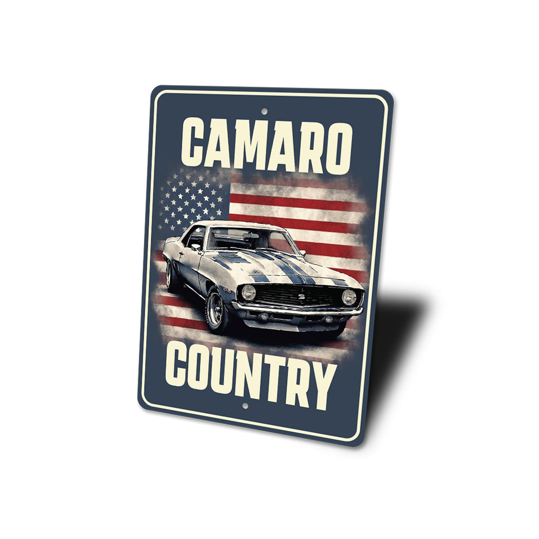 Chevy Camaro Country USA Flag Sign