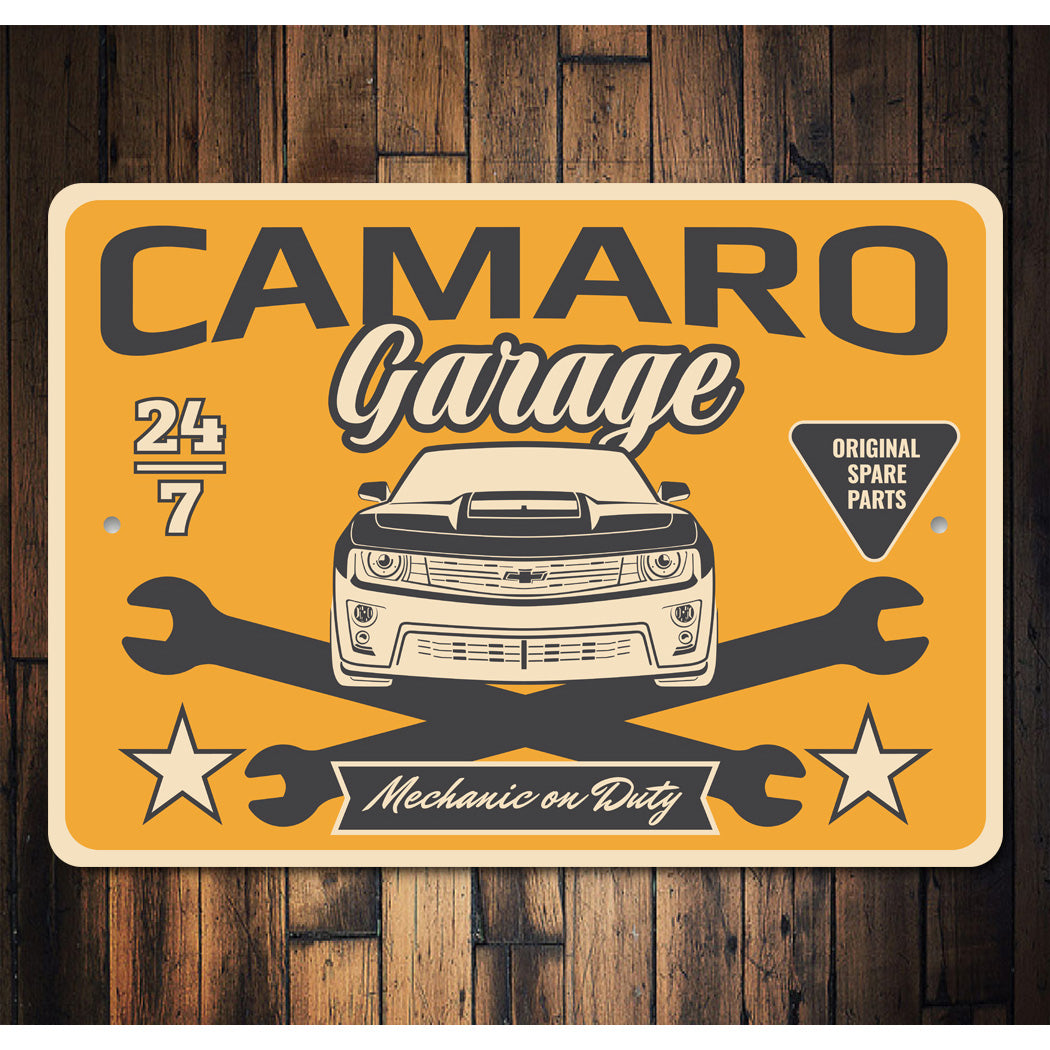 Camaro Garage Original Spare Parts Mechanic On Duty Sign