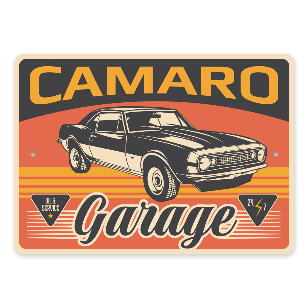 Chevy Camaro Garage Oil And Service 24 7 Sign