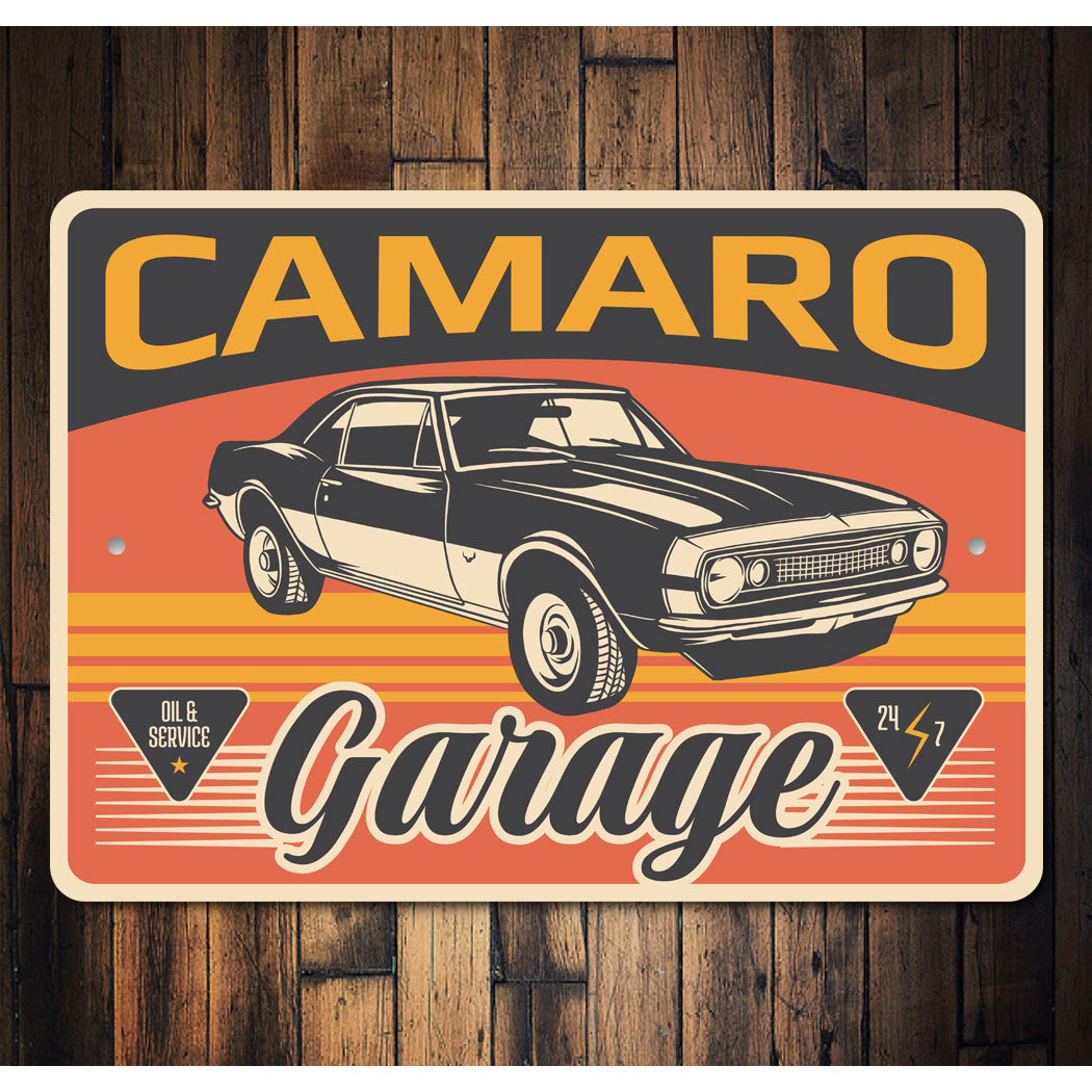 Chevy Camaro Garage Oil And Service 24 7 Sign