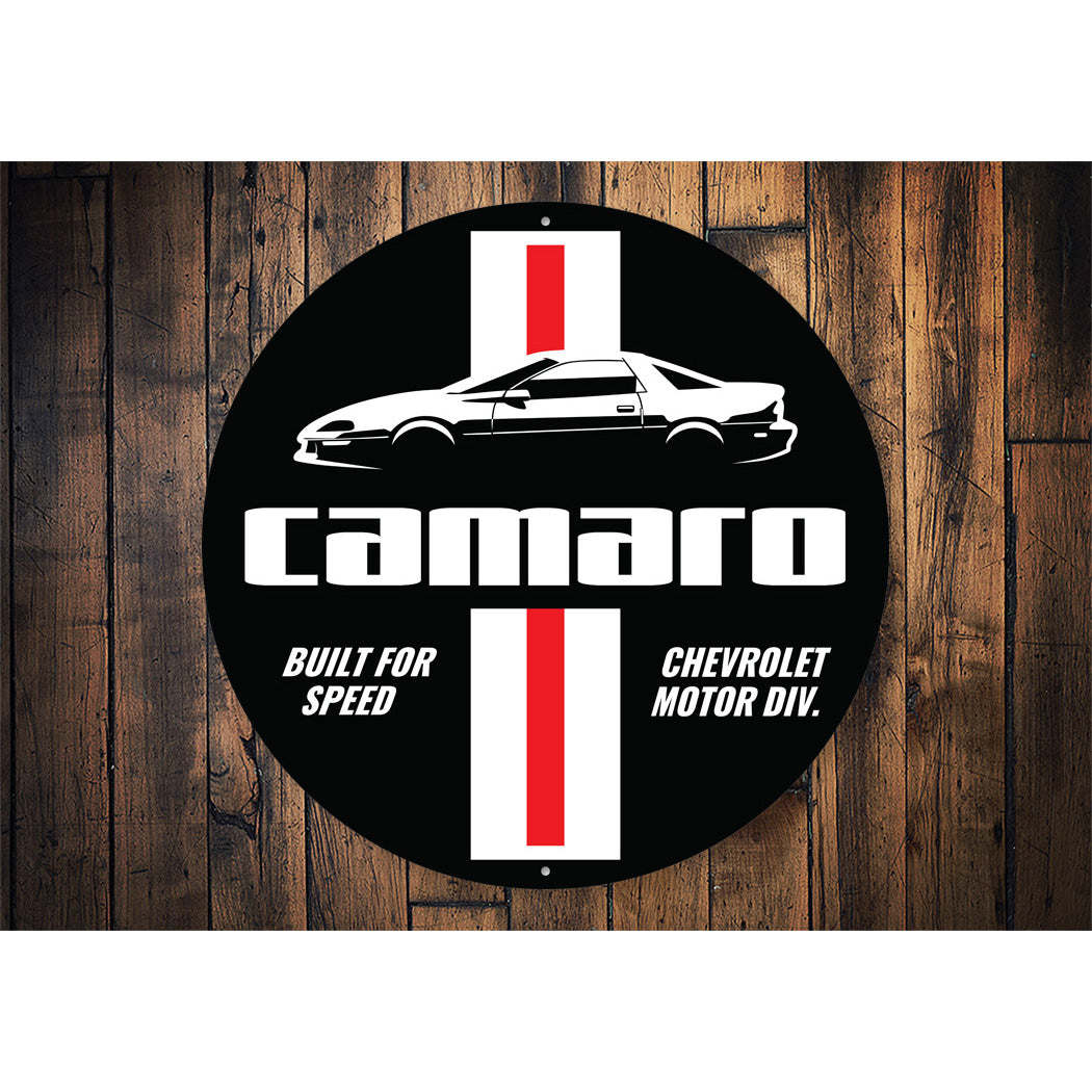 Camaro Built For Speed Chevrolet Motor Division Sign