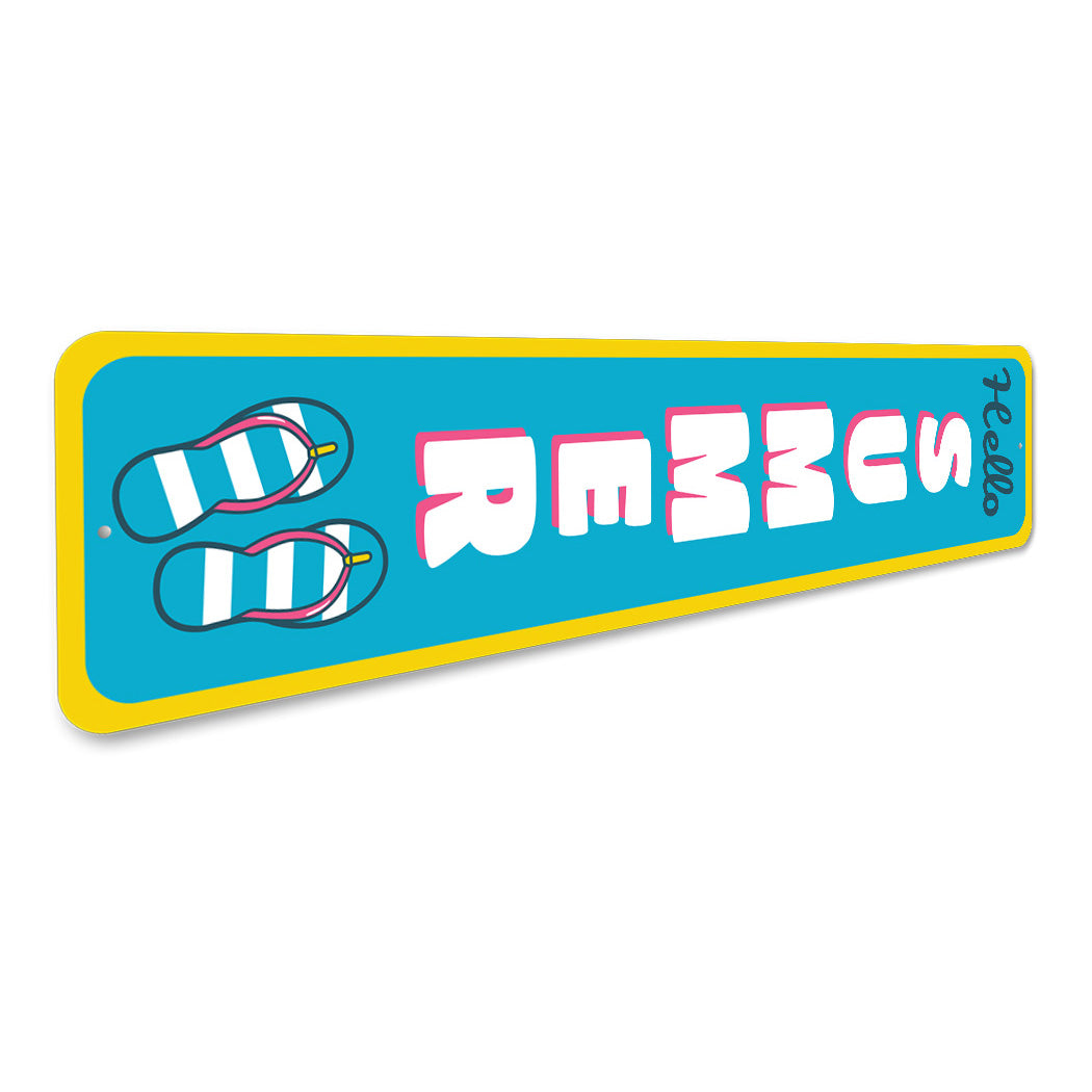 Hello Summer Pool Sandals Sign