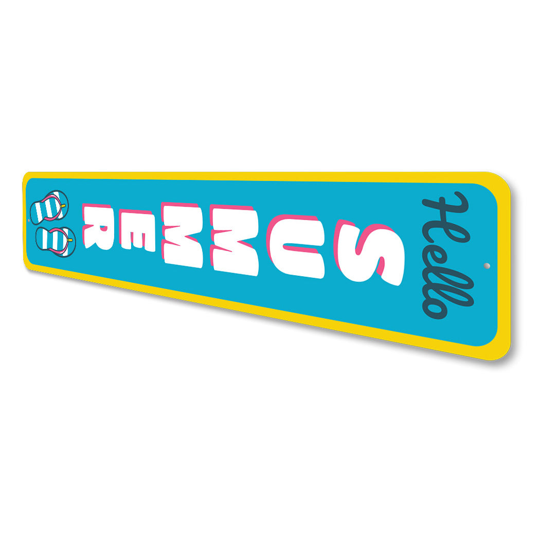 Hello Summer Pool Sandals Sign