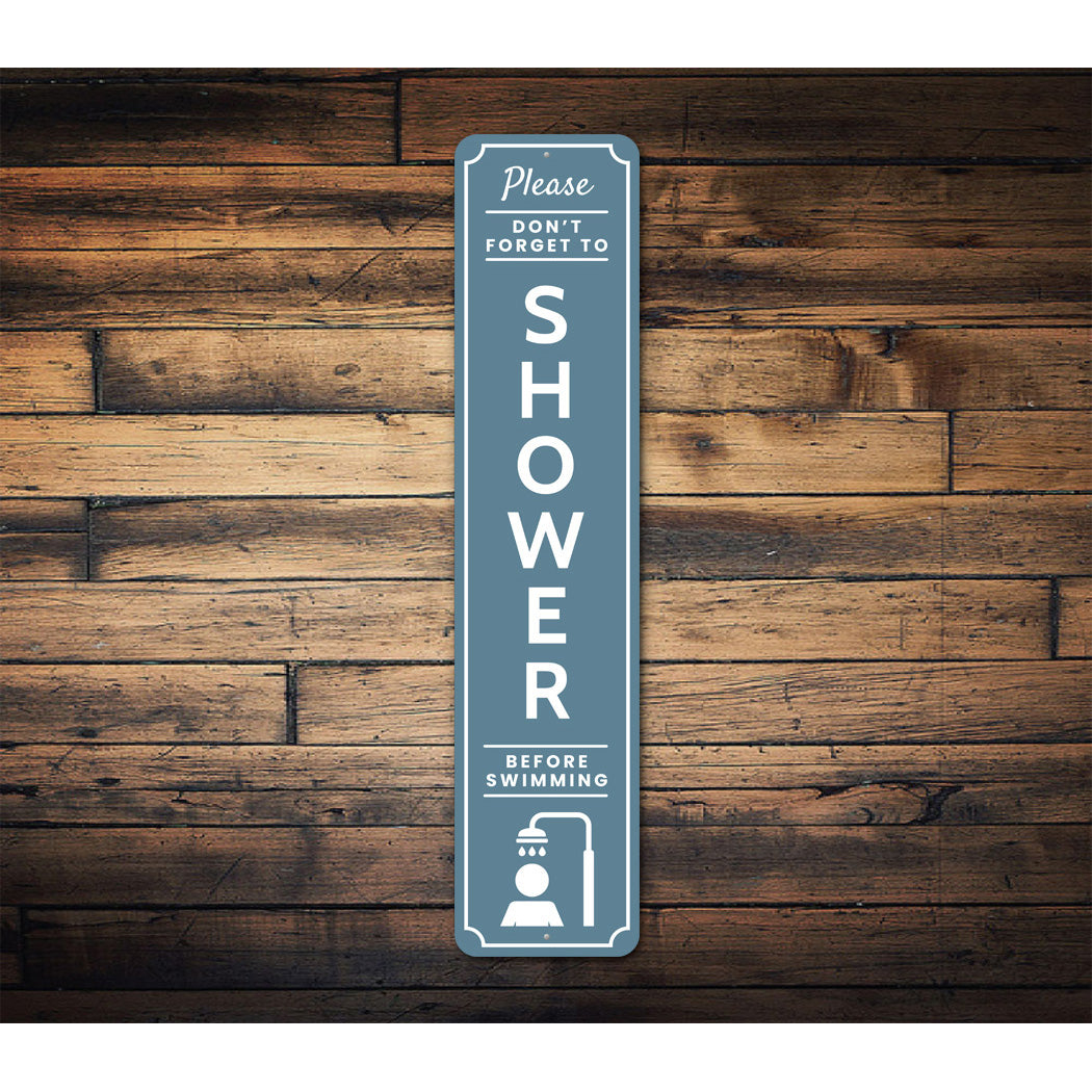 Please Shower Before Swimming Pool Sign