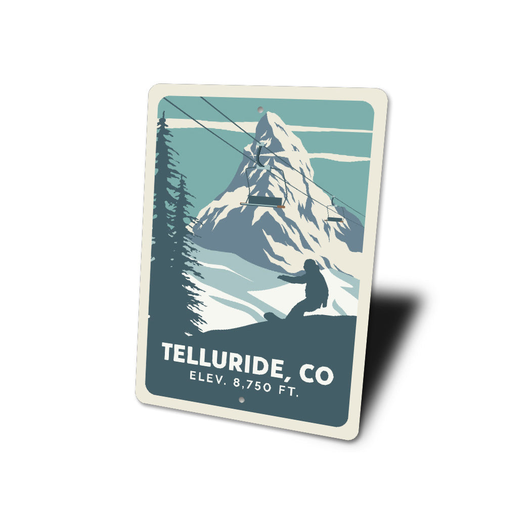 Telluride Colorado Elevation Ski Lift Sign
