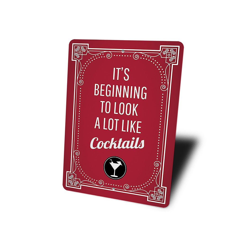 Its Beginning To Look A Lot Like Cocktails Holiday Bar Decor Metal Sign