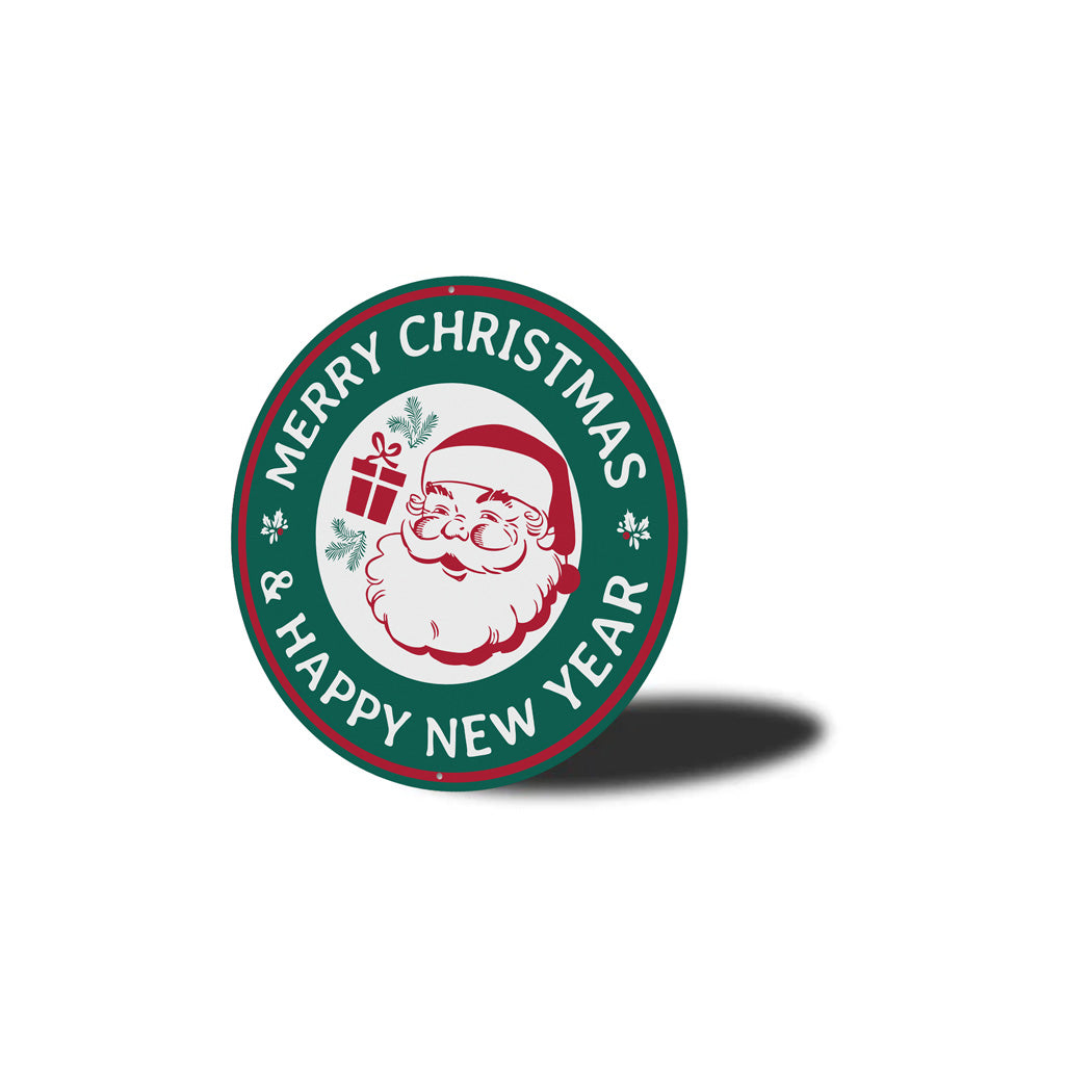 Merry Christmas Happy New Year Santa Claus Decor Metal Sign