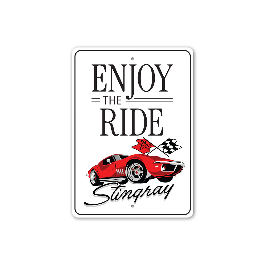 Enjoy The Ride Stingray Chevy Corvette Decor Metal Sign