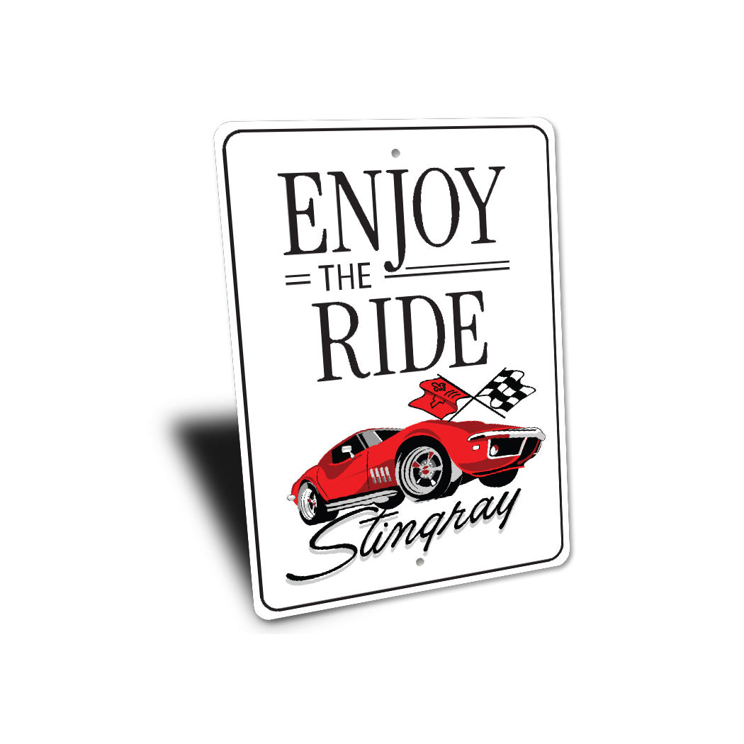 Enjoy The Ride Stingray Chevy Corvette Decor Metal Sign