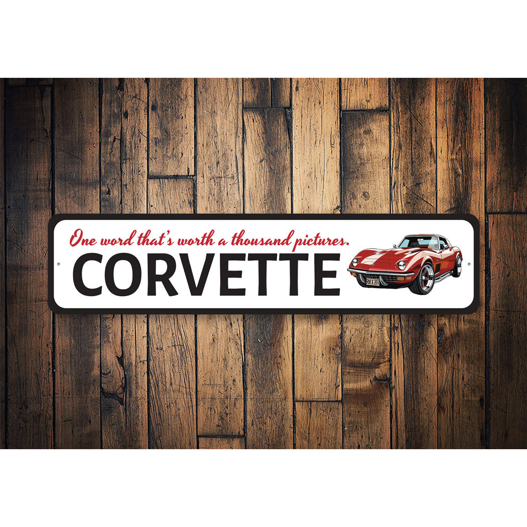 Chevy Corvette Man Cave Wall Decor Metal Sign