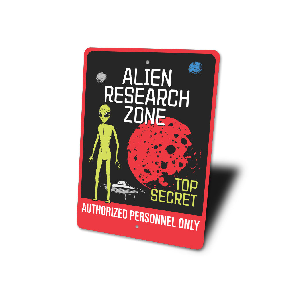 Alien Research Zone Top Secret Alien Decor Metal Sign