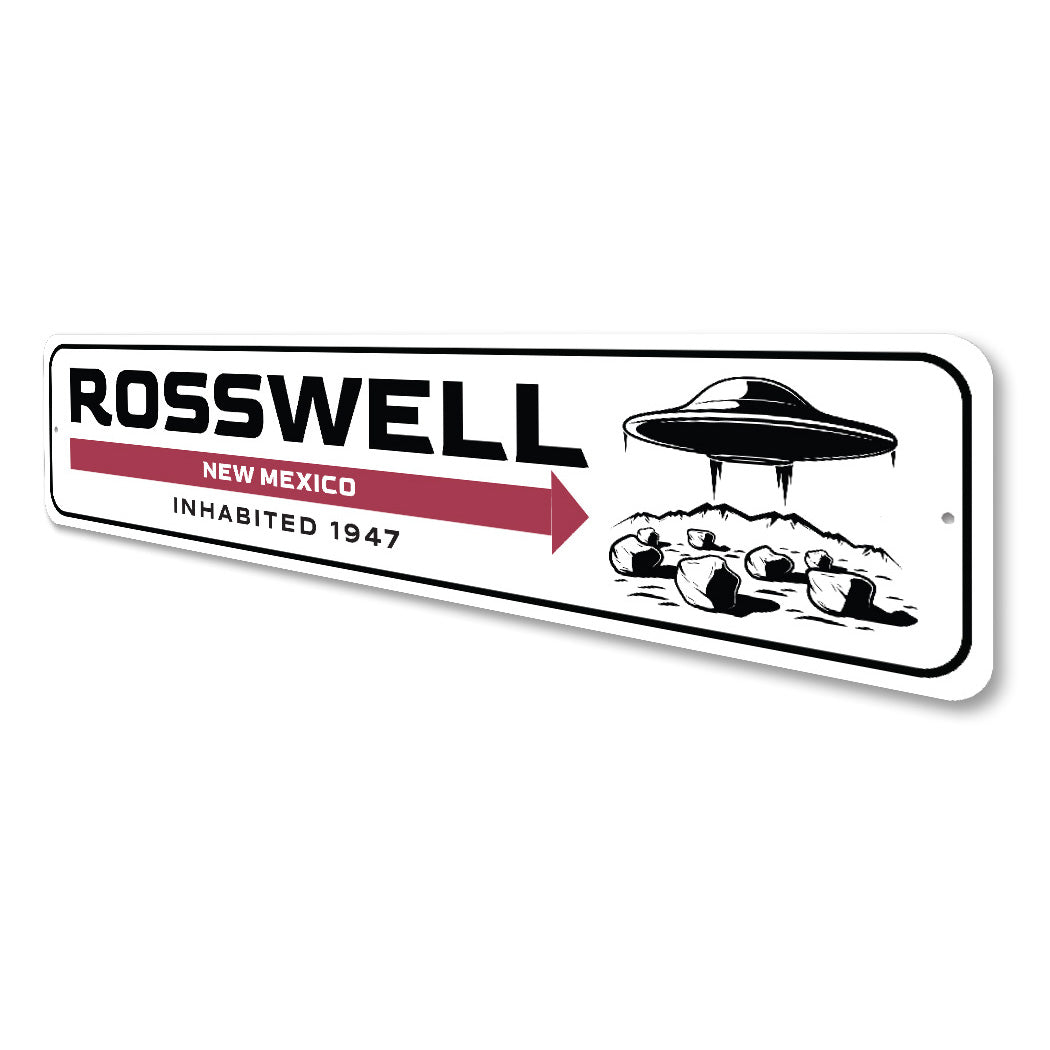 Rosswell New Mexico Inhabited 1947 Alien Decor Metal Sign
