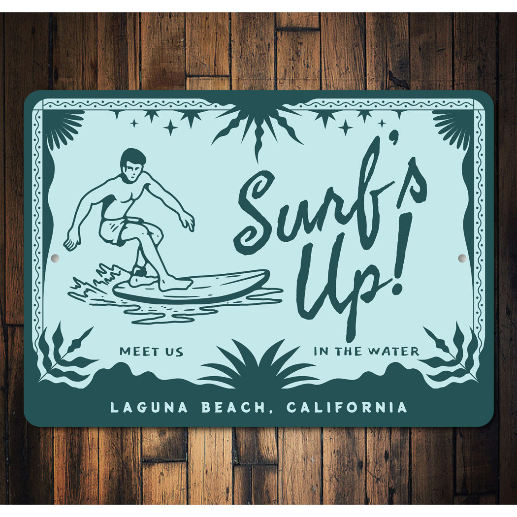Surfs Up Meet Us In The Water Surfing Beach Sign