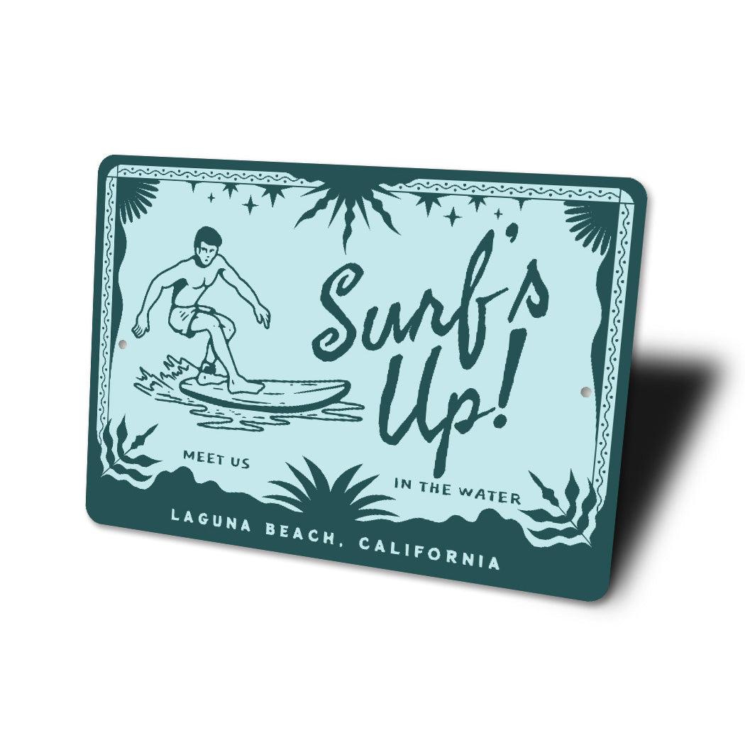Surfs Up Meet Us In The Water Surfing Beach Sign