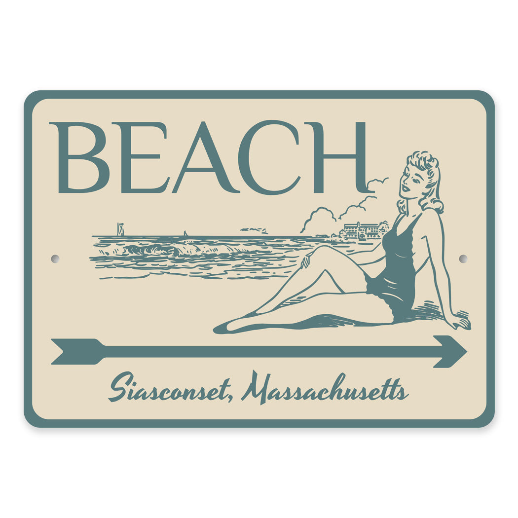 Siasconset Sun Bathing Beach Arrow Sign