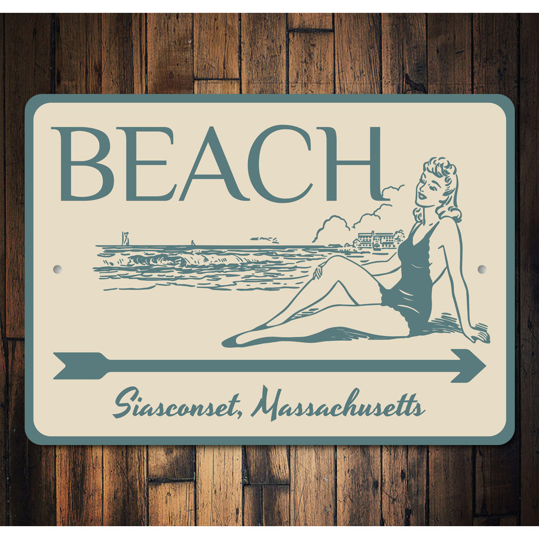 Siasconset Sun Bathing Beach Arrow Sign