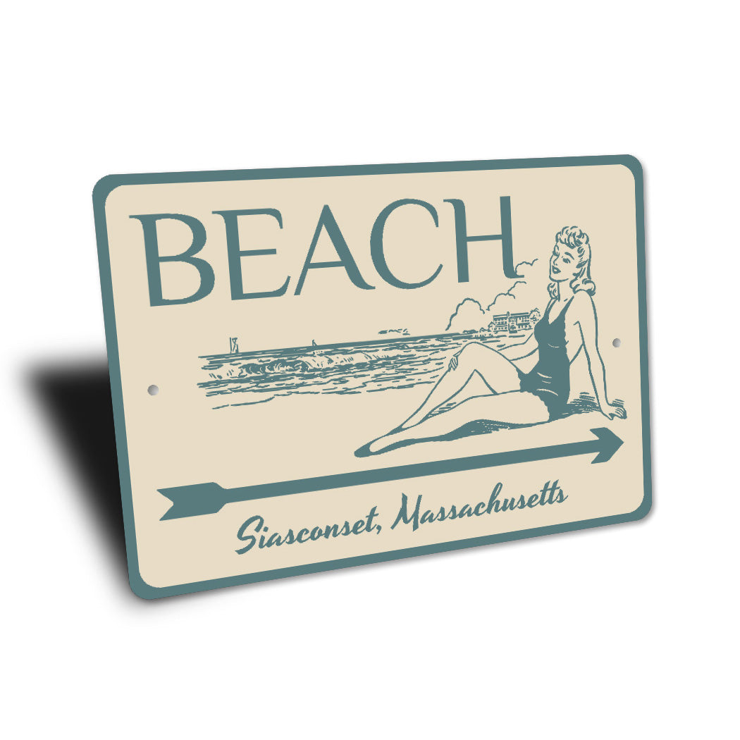 Siasconset Sun Bathing Beach Arrow Sign