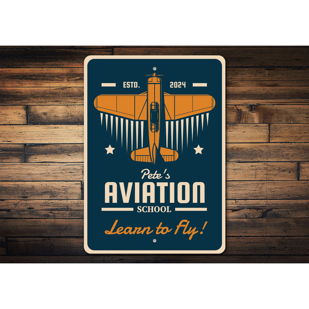 Personalized Aviation School Learn To Fly Sign