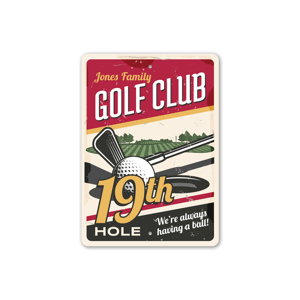Personalized Golf Club 19th Hole Sign