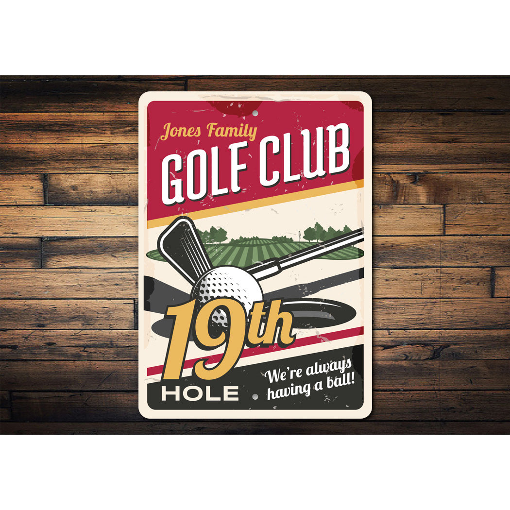 Personalized Golf Club 19th Hole Sign