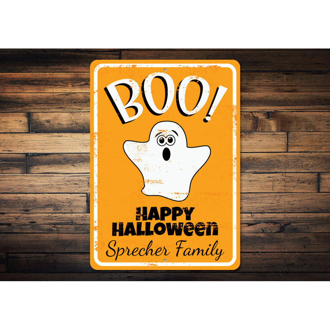 Boo Happy Halloween Family Sign