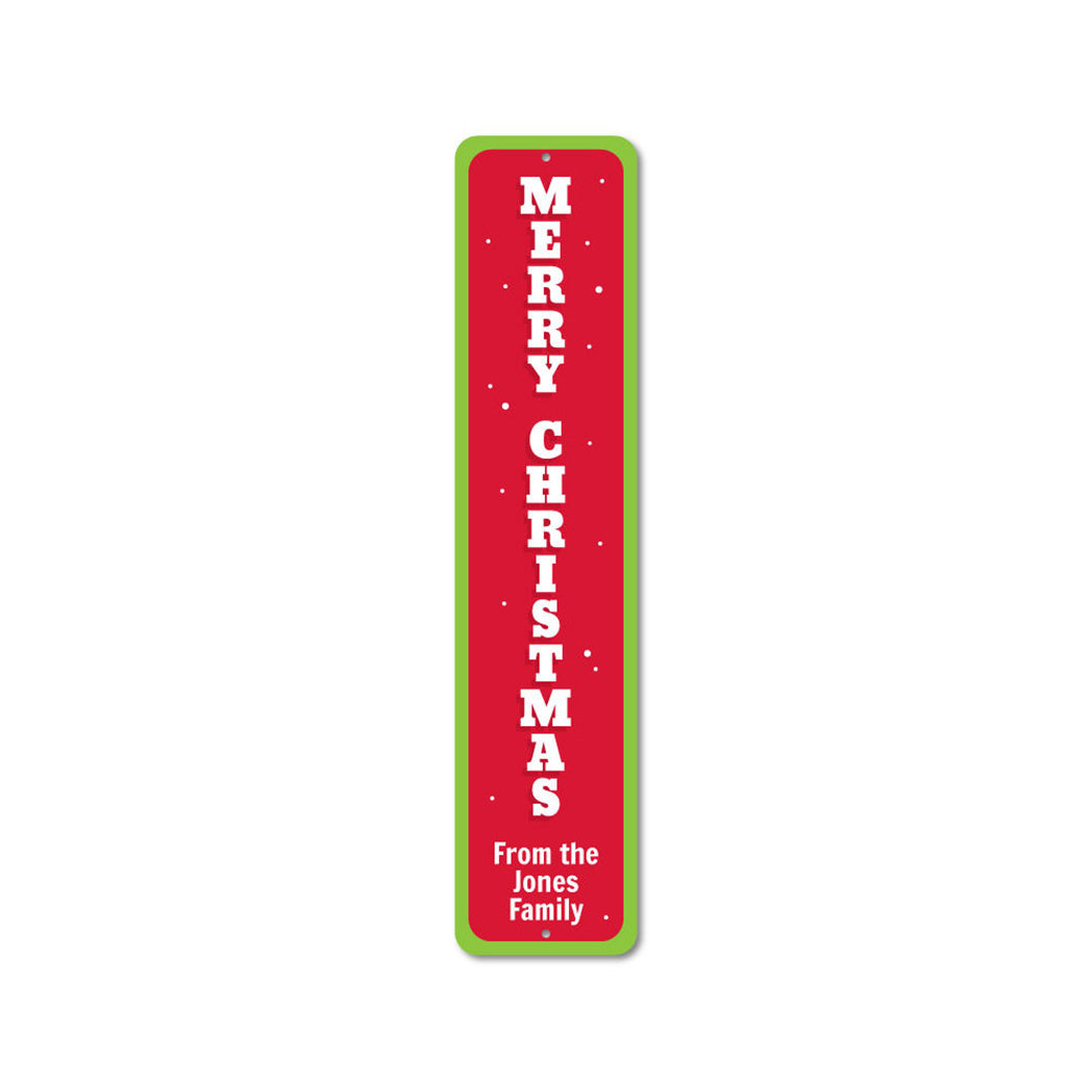 Vertical Merry Christmas Metal Sign