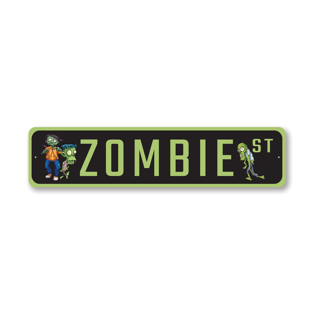 Zombie Street Metal Sign