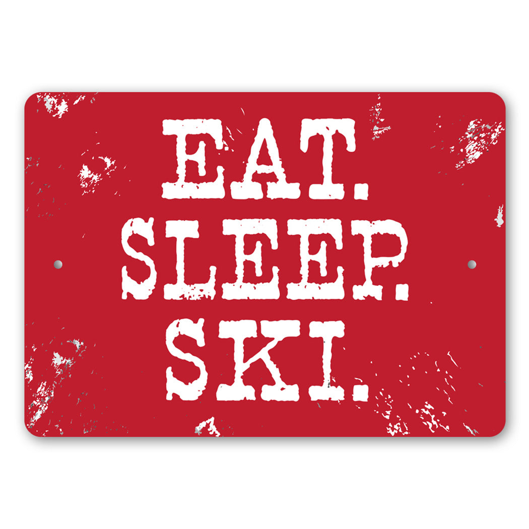 Vintage Eat Sleep Ski Metal Sign