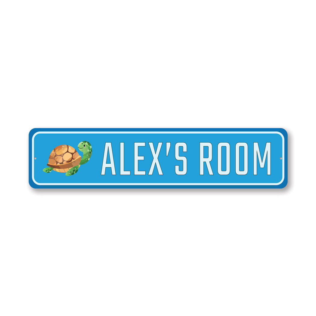 Kid Turtle Room Metal Sign
