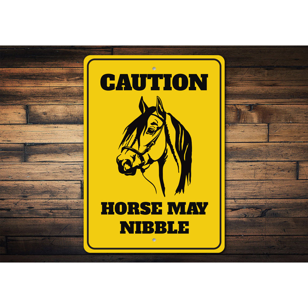 Caution Horse May Nibble Sign
