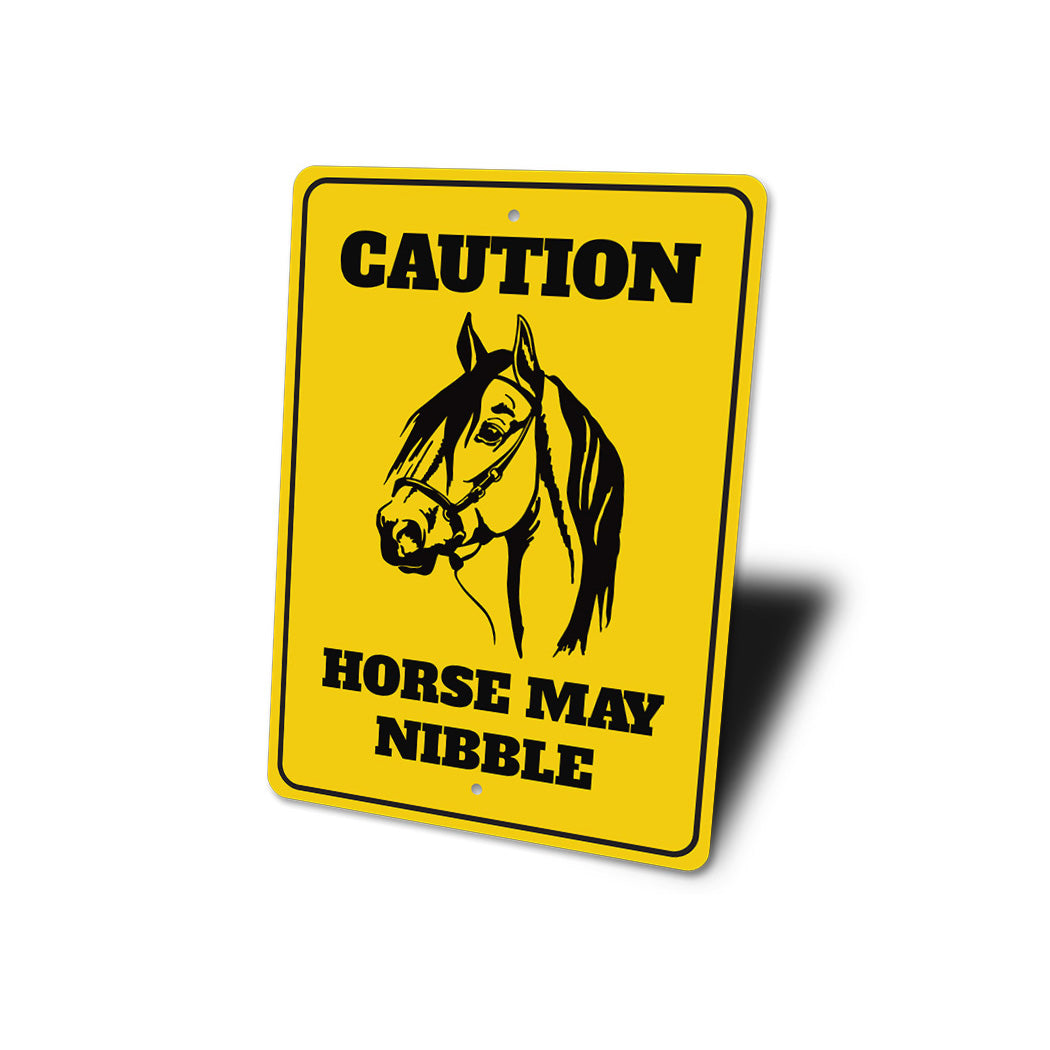 Caution Horse May Nibble Sign