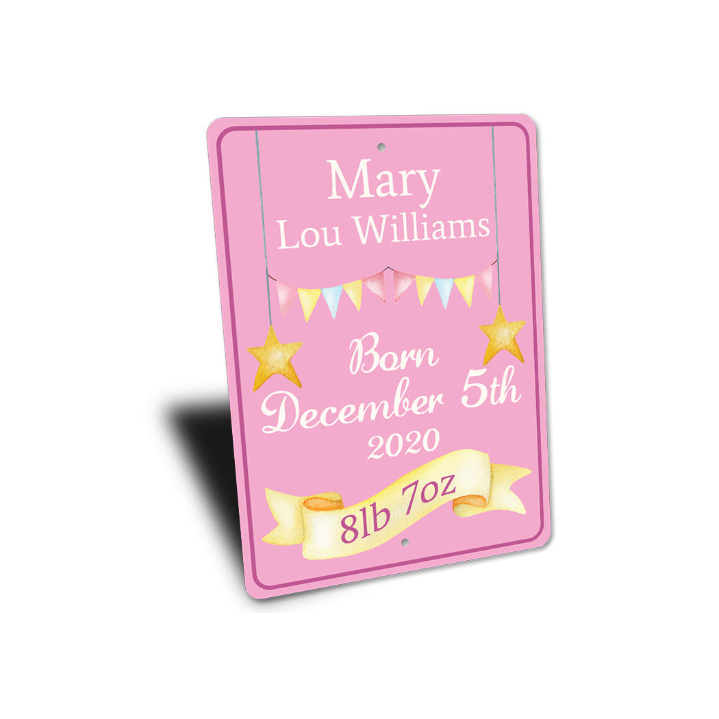 Girl Baby Birth Date Sign