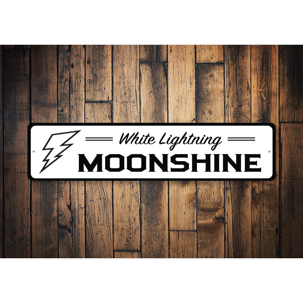 White Lightnight Moonshine Sign