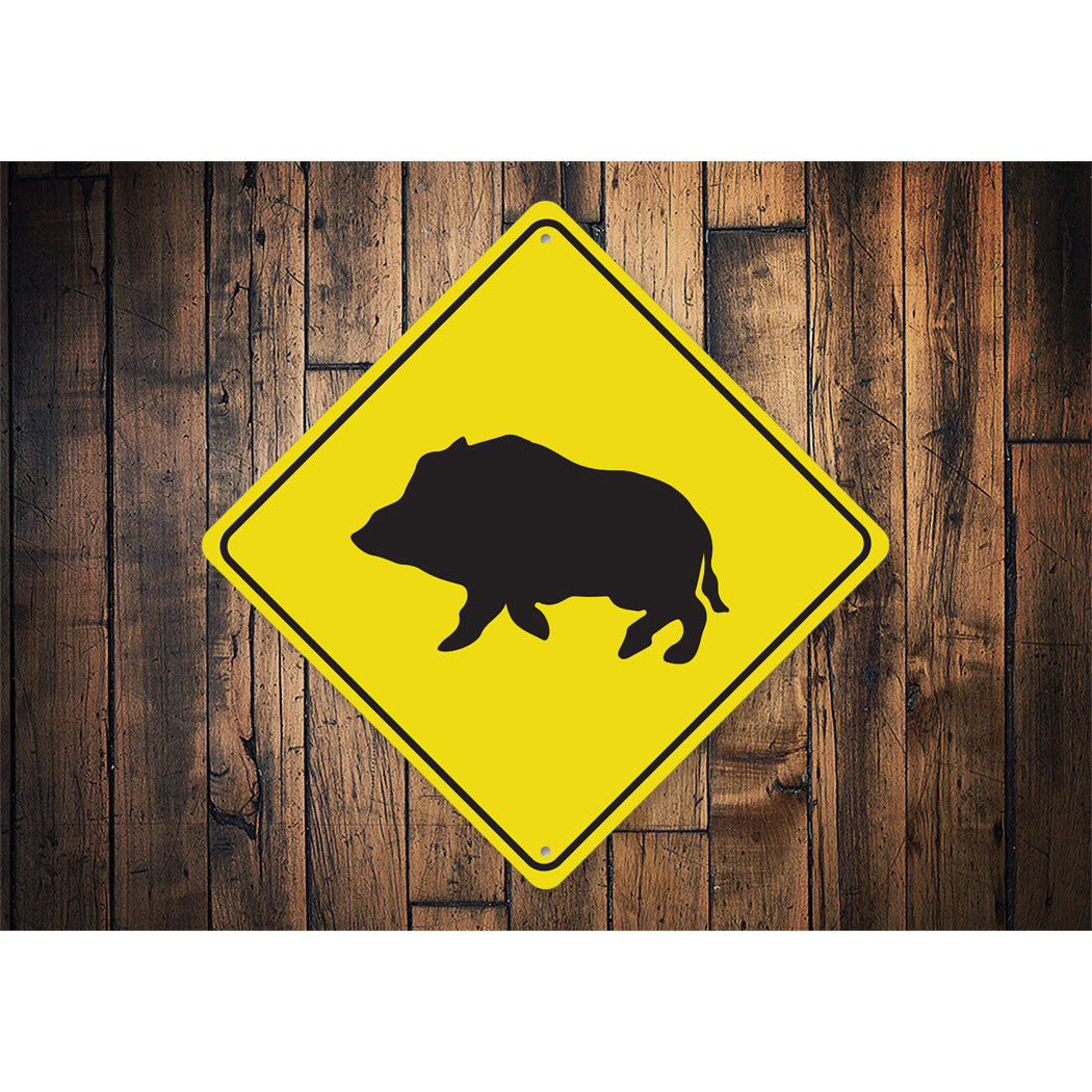 Boar Crossing Diamond Sign