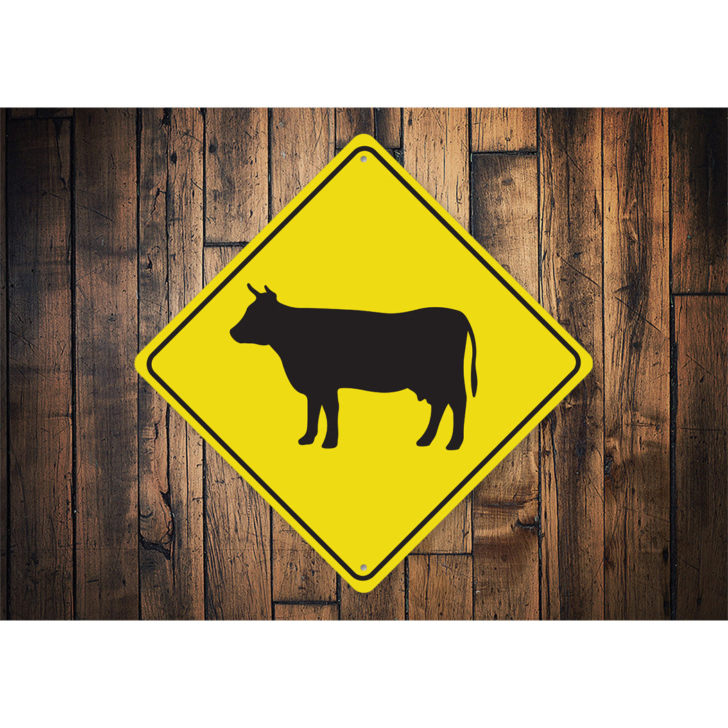 Cow Crossing Diamond Sign